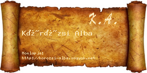 Körözsi Alba névjegykártya